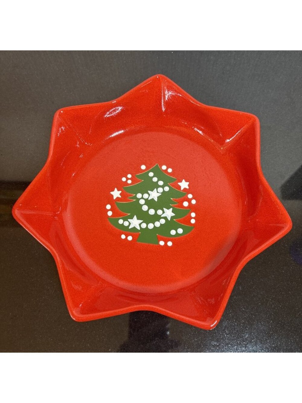Vtg Waechtersbach Christmas Tree Dish Red Star Shaped Serving Bowl 10” Germany